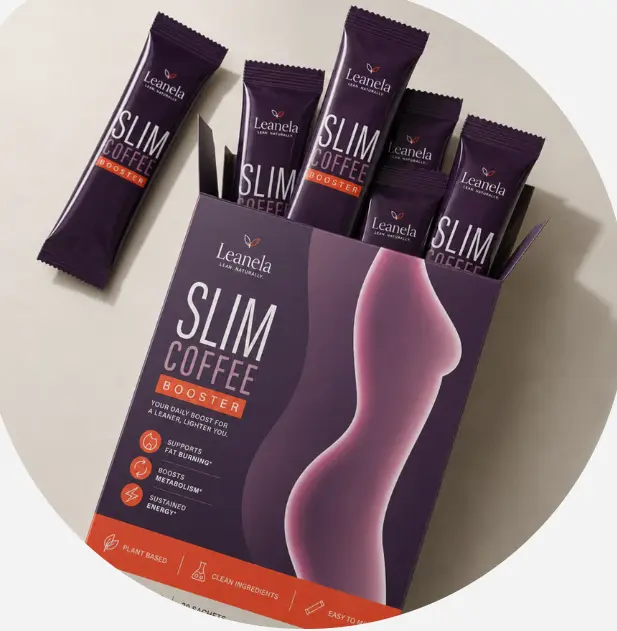Leanela Slim Coffee Booster box with individual purple sachets
